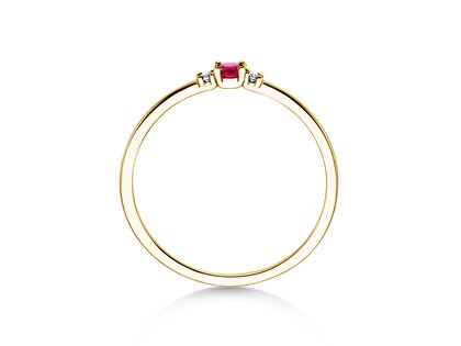 Birthstone ring Vivid Petite January in 14K yellow gold with garnet 0.11ct and diamonds 0.02ct