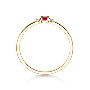 Birthstone ring Vivid Petite January in 14K yellow gold with garnet 0.11ct and diamonds 0.02ct