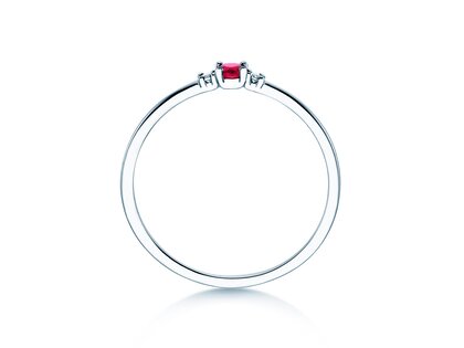 Birthstone ring Vivid Petite January in 14K white gold with garnet 0.11ct and diamonds 0.02ct
