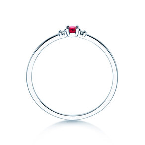 Birthstone ring Vivid Petite January in 14K white gold with garnet 0.11ct and diamonds 0.02ct