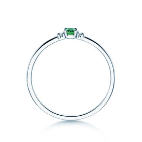 Birthstone ring Vivid Petite May in 9K white gold with emerald 0.08ct and diamonds 0.02ct