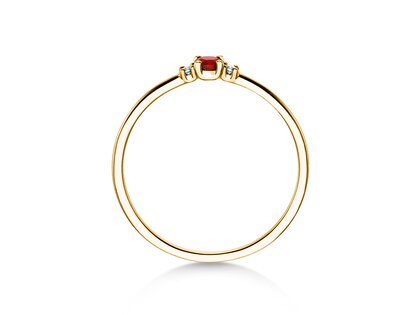 Birthstone ring Vivid Petite July in 9K yellow gold with ruby 0.11ct and diamonds 0.02ct