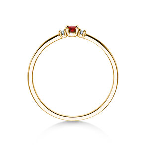 Birthstone ring Vivid Petite July in 9K yellow gold with ruby 0.11ct and diamonds 0.02ct
