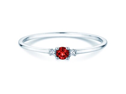 Birthstone ring Vivid Petite July in 9K white gold with ruby 0.11ct and diamonds 0.02ct