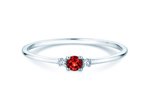 Birthstone ring Vivid Petite July in 9K white gold with ruby 0.11ct and diamonds 0.02ct