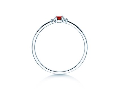 Birthstone ring Vivid Petite July in 9K white gold with ruby 0.11ct and diamonds 0.02ct