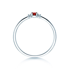 Birthstone ring Vivid Petite July in 9K white gold with ruby 0.11ct and diamonds 0.02ct