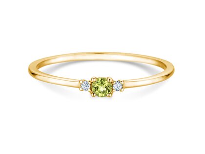 Birthstone ring Vivid Petite August in 14K yellow gold with peridot 0.10ct and diamonds 0.02ct