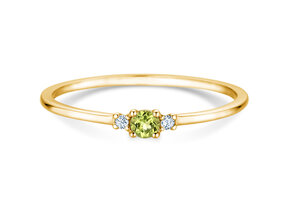 Birthstone ring Vivid Petite August in 14K yellow gold with peridot 0.10ct and diamonds 0.02ct
