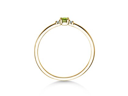 Birthstone ring Vivid Petite August in 14K yellow gold with peridot 0.10ct and diamonds 0.02ct