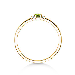 Birthstone ring Vivid Petite August in 14K yellow gold with peridot 0.10ct and diamonds 0.02ct