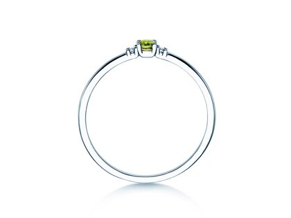 Birthstone ring Vivid Petite August in 14K white gold with peridot 0.10ct and diamonds 0.02ct