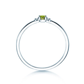 Birthstone ring Vivid Petite August in 14K white gold with peridot 0.10ct and diamonds 0.02ct