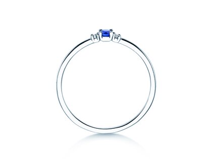 Birthstone ring Vivid Petite September in 9K white gold with sapphire 0.10ct and diamonds 0.02ct