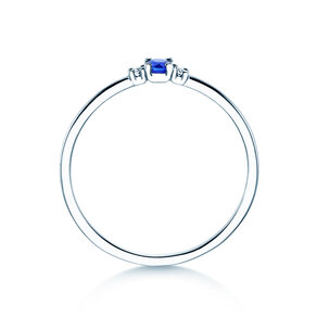 Birthstone ring Vivid Petite September in 9K white gold with sapphire 0.10ct and diamonds 0.02ct