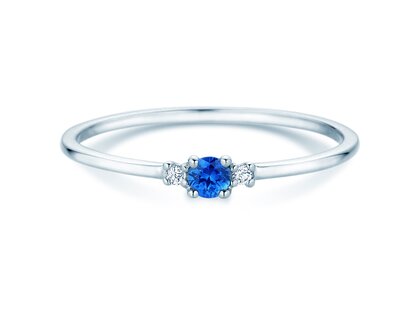 Birthstone ring Vivid Petite September in 9K white gold with sapphire 0.10ct and diamonds 0.02ct