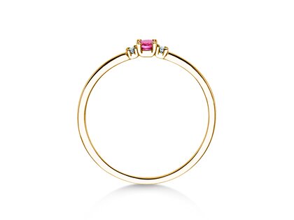 Birthstone ring Vivid Petite October in 14K yellow gold with pink tourmaline 0.09ct and diamonds 0.02ct