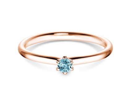 Engagement ring Classic Colour in 18K rosé gold with blue topaz 0.10ct