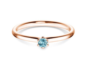 Engagement ring Classic Colour in 18K rosé gold with blue topaz 0.10ct