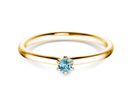 Engagement ring Classic Colour in 14K yellow gold with blue topaz 0.05ct