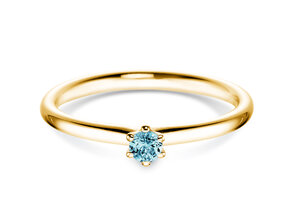 Engagement ring Classic Colour in 14K yellow gold with blue topaz 0.05ct