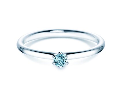 Engagement ring Classic Colour in 14K white gold with blue topaz 0.05ct