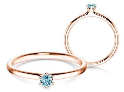 Engagement ring Classic Colour in 9K rosé gold with blue topaz 0.10ct
