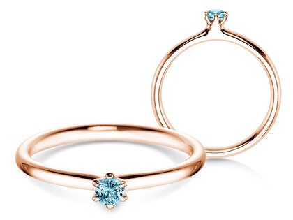 Engagement ring Classic Colour in 18K rosé gold with blue topaz 0.10ct