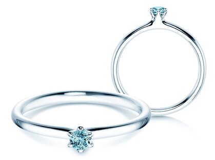 Engagement ring Classic Colour in 9K white gold with blue topaz 0.10ct