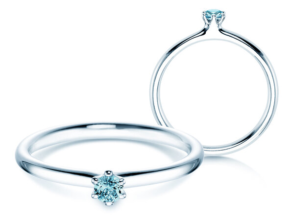Engagement ring Classic Colour in 14K white gold with blue topaz 0.05ct