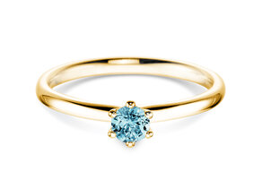 Engagement ring Classic Colour in 14K yellow gold with blue topaz 0.25ct