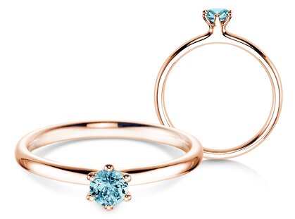 Engagement ring Classic Colour in 14K rosé gold with blue topaz 0.15ct