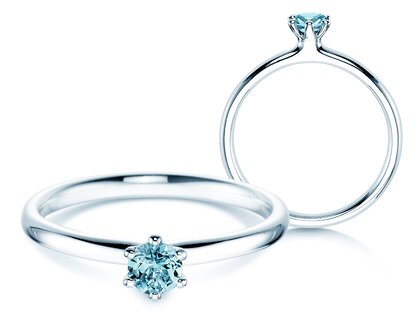 Engagement ring Classic Colour in 9K white gold with blue topaz 0.25ct