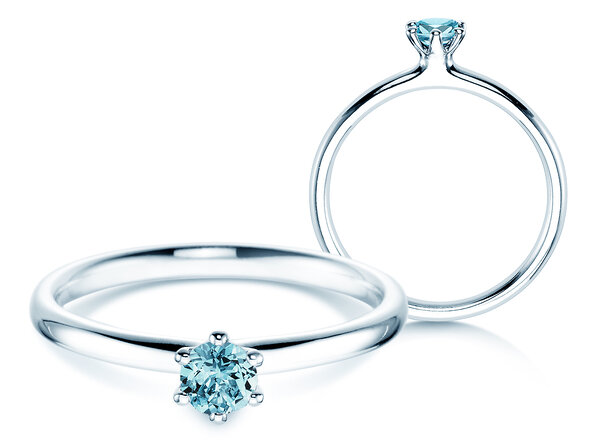 Engagement ring Classic Colour in 9K white gold with blue topaz 0.25ct