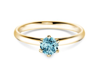 Engagement ring Classic Colour in 14K yellow gold with blue topaz 0.50ct