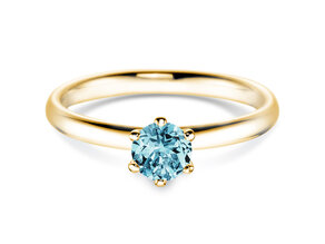 Engagement ring Classic Colour in 14K yellow gold with blue topaz 0.50ct