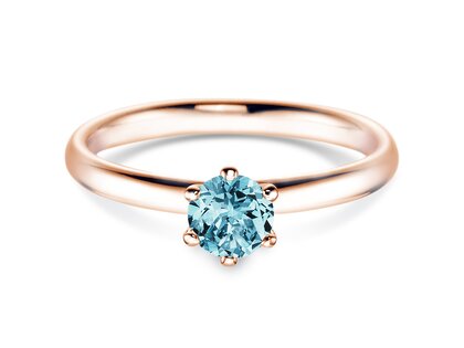 Engagement ring Classic Colour in 9K rosé gold with blue topaz 0.50ct