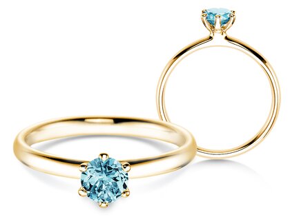 Engagement ring Classic Colour in 14K yellow gold with blue topaz 0.50ct