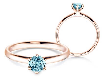 Engagement ring Classic Colour in 9K rosé gold with blue topaz 0.50ct