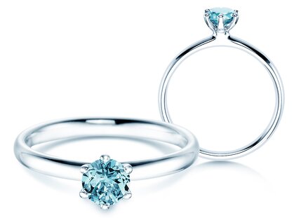 Engagement ring Classic Colour in platinum 950/- with blue topaz 0.50ct