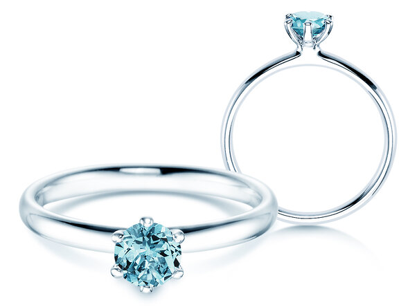 Engagement ring Classic Colour in 14K white gold with blue topaz 0.50ct
