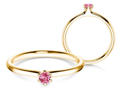 Engagement ring Classic Colour in 9K yellow gold with pink tourmaline 0.10ct