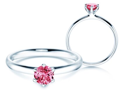 Engagement ring Classic Colour in 9K white gold with pink tourmaline 0.50ct