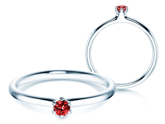 Engagement ring Classic Colour in silver 925/- with ruby 0.05ct