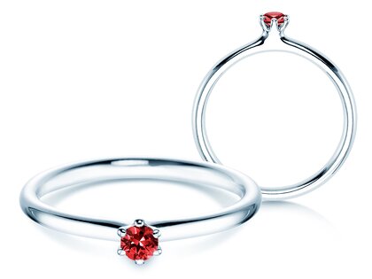 Engagement ring Classic Colour in 9K white gold with ruby 0.05ct
