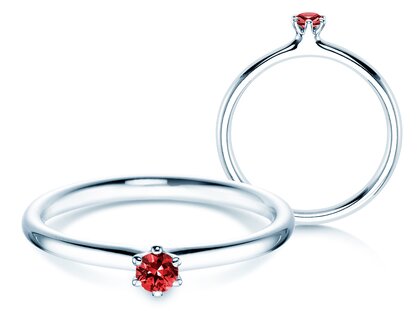  in 14K white gold with ruby 0.05ct