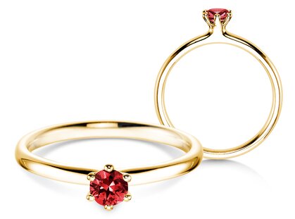 Engagement ring Classic Colour in 9K yellow gold with ruby 0.25ct