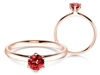 Engagement ring Classic Colour in 14K rosé gold with ruby 0.50ct