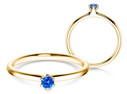 Engagement ring Classic Colour in 9K yellow gold with sapphire 0.05ct
