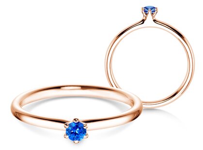 Engagement ring Classic Colour in 9K rosé gold with sapphire 0.05ct